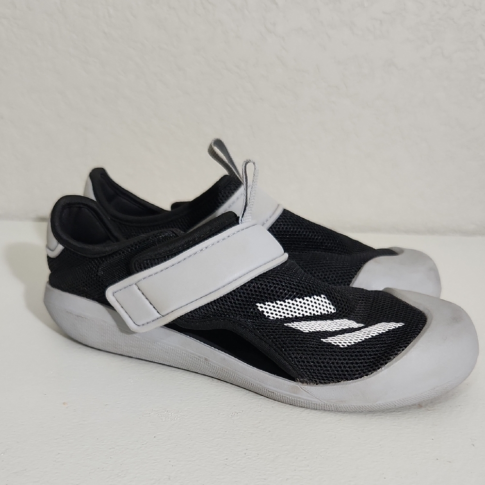 Adidas Water Shoes Size 1 Kids Black Gray Breathable Mesh